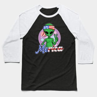 Alien Merica USA 4th Of July Fourth Patriotic Baseball T-Shirt